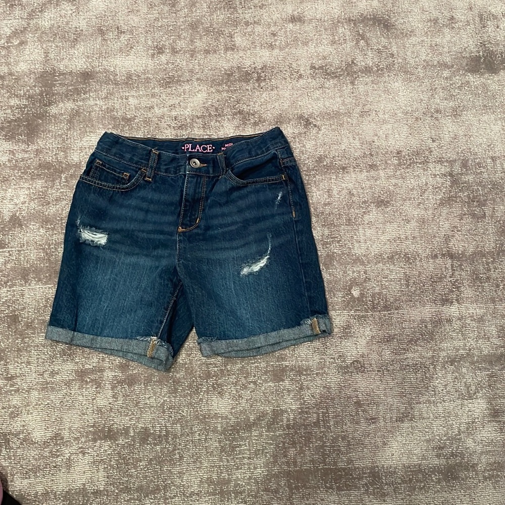 Girls denim shorts midi mi-long dark blue